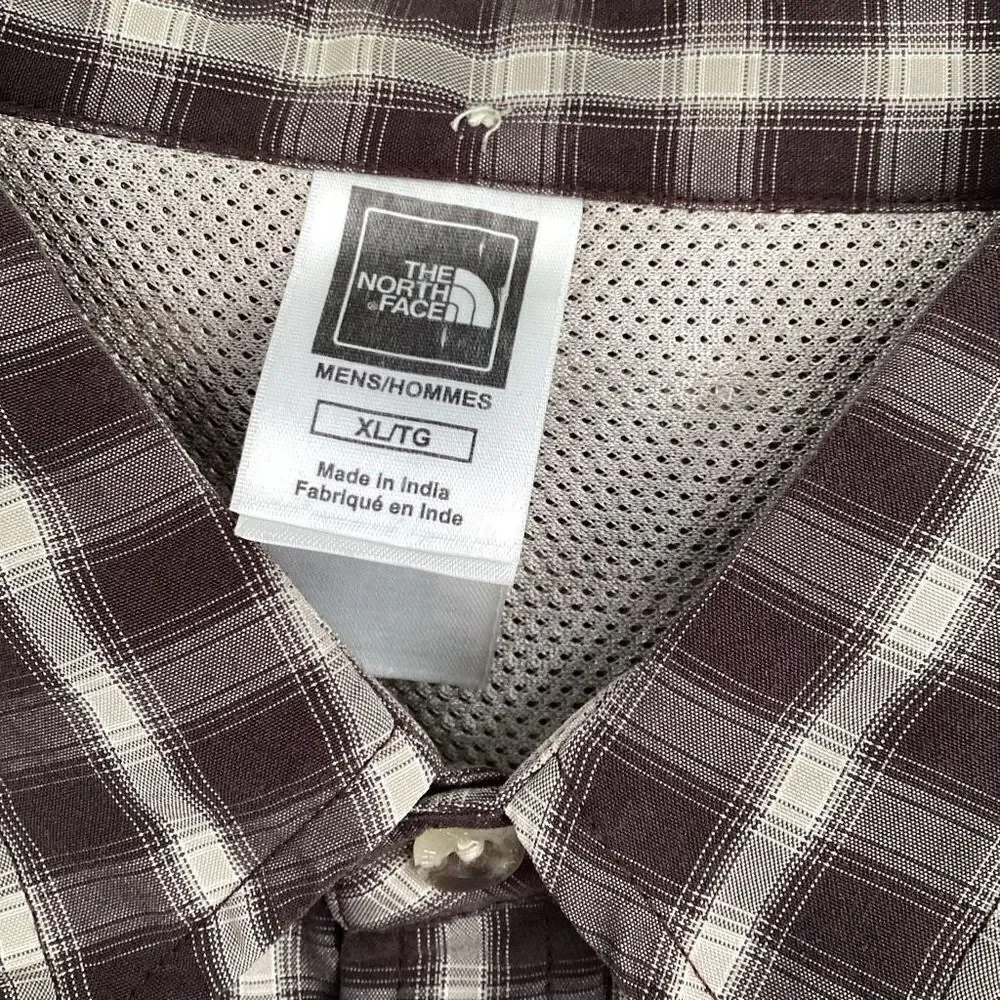 Mens The North Face Plaid short sleeved Button Up Shirt Gray XL‎